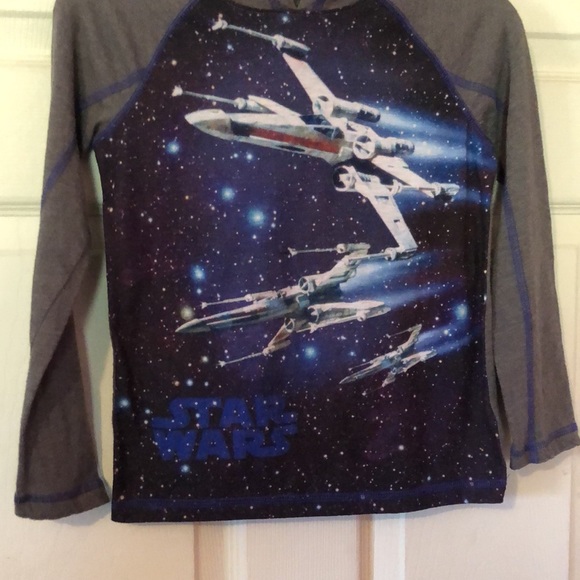 Star Wars Multicolor X-Wing Fighter Print T-Shirt Hoodie Boys Medium M 5/6 - Picture 4 of 12